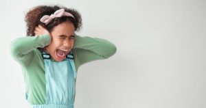 no everything is a discipline problem, child yelling, holding ears is overwhelmed